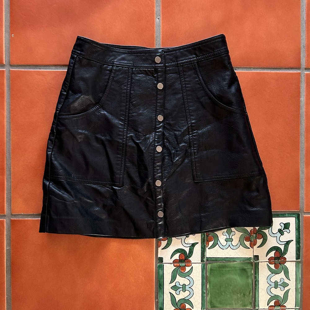 Leather black skirt